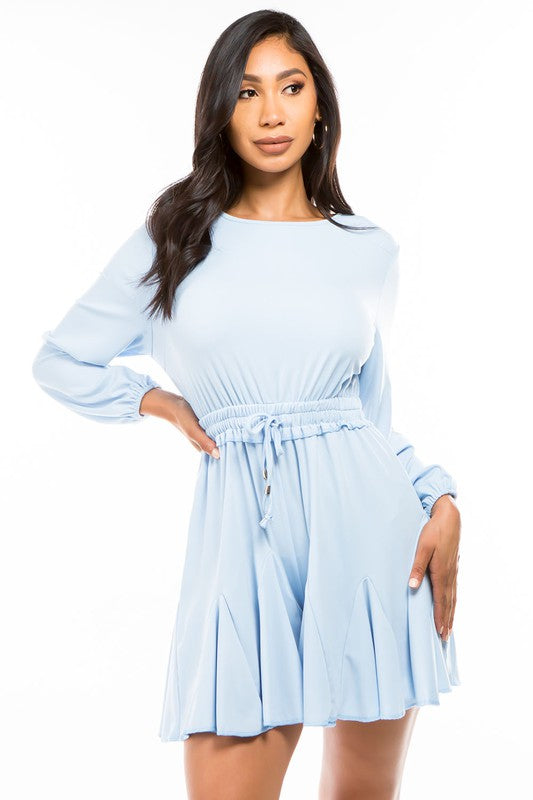 BLUE BELTED SEXY ROMPER