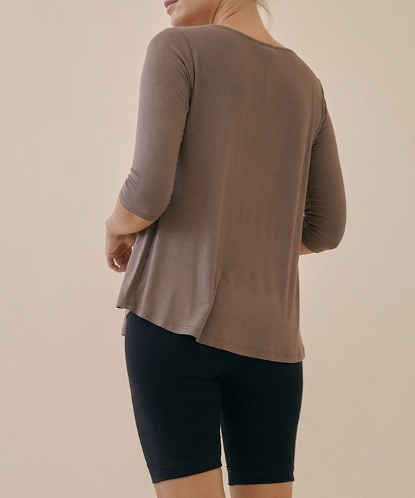 BAMBOO BOATNECK ELBOW SLEEVE