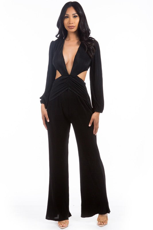 BLACK  CUTOUT SEXY JUMPSUIT