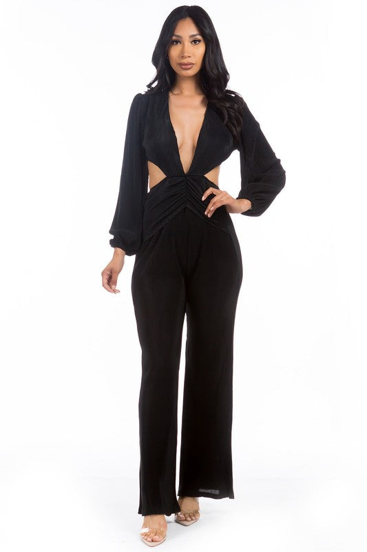 BLACK  CUTOUT SEXY JUMPSUIT