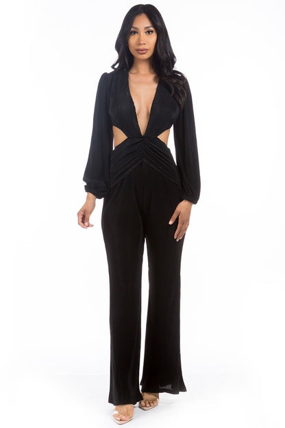 BLACK  CUTOUT SEXY JUMPSUIT