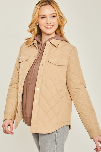 Woven Solid Bust Pocket Shacket