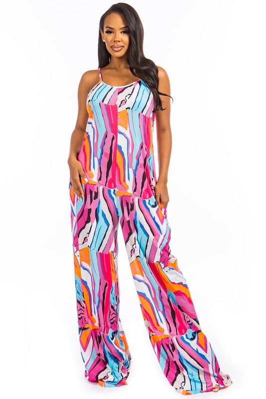 FUSCIA PRINT SEXY JUMPSUIT