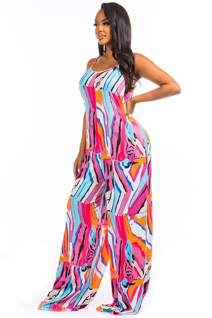 FUSCIA PRINT SEXY JUMPSUIT