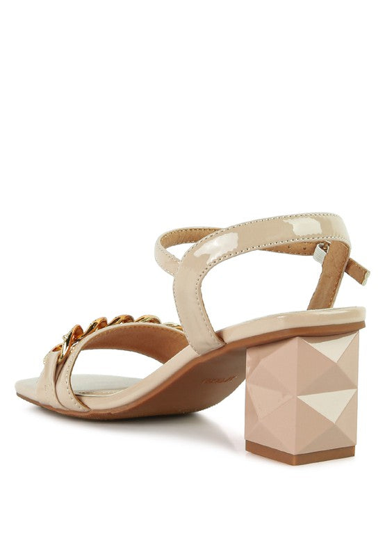 ILLUSION GEOMETRIC CUT DIAMANTE CHAIN SANDAL