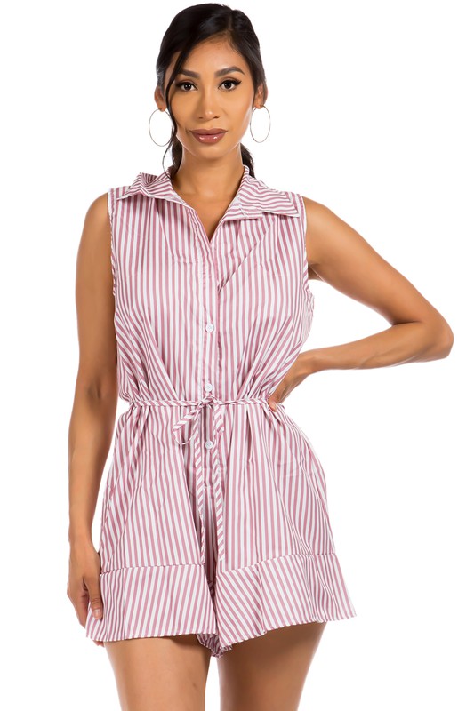 PINK PINSTRIPES SEXY SUMMER ROMPER