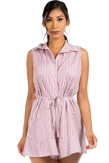 PINK PINSTRIPES SEXY SUMMER ROMPER