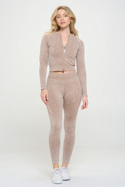 Ribbed Knit Tracksuit Two-Piece Set