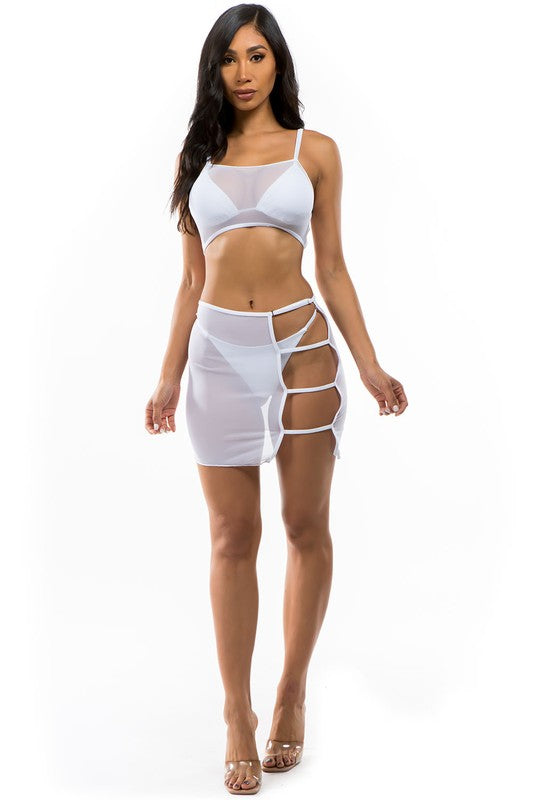 MESH COVER TWO-PIECE SWIMSUIT